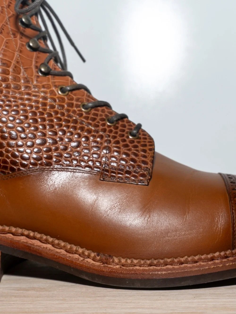 TAFT Irwin Boot Cognac Leather Cap Toe Boots Size 10